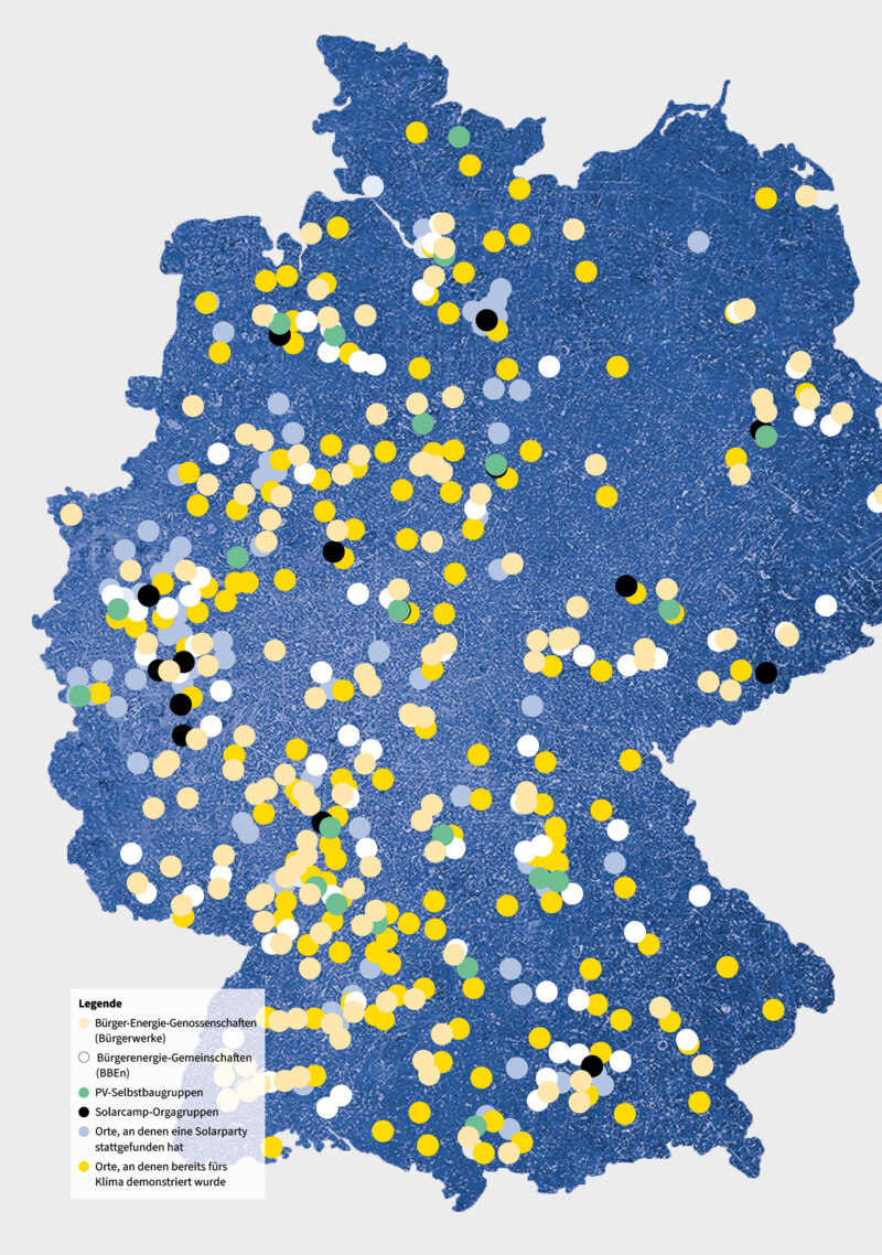 Karte mit Energiewende-Aktivitäten